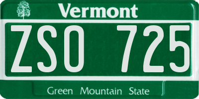 VT license plate ZSO725