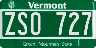 VT license plate ZSO727