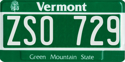 VT license plate ZSO729