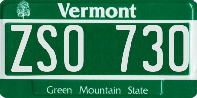 VT license plate ZSO730