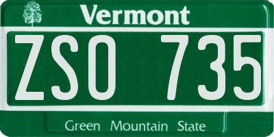 VT license plate ZSO735