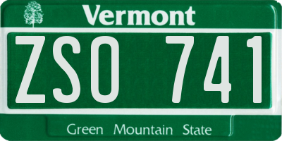VT license plate ZSO741