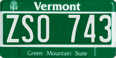 VT license plate ZSO743