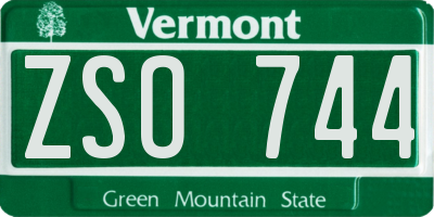VT license plate ZSO744