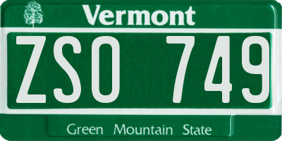 VT license plate ZSO749