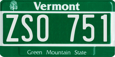 VT license plate ZSO751