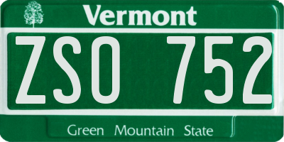 VT license plate ZSO752