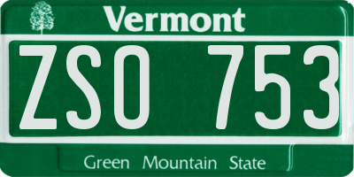 VT license plate ZSO753