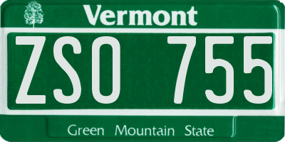 VT license plate ZSO755