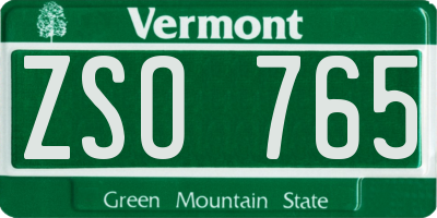VT license plate ZSO765