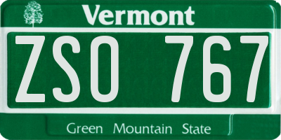 VT license plate ZSO767