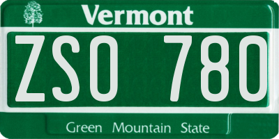 VT license plate ZSO780