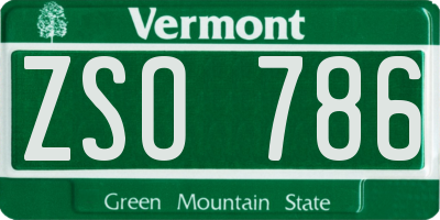 VT license plate ZSO786