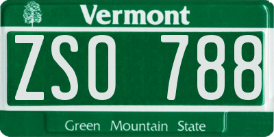 VT license plate ZSO788
