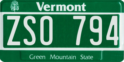 VT license plate ZSO794