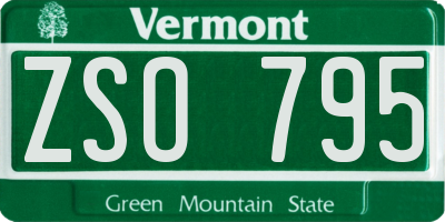 VT license plate ZSO795