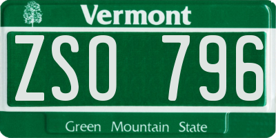 VT license plate ZSO796
