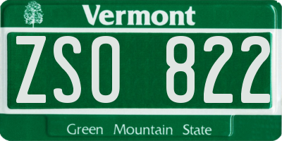 VT license plate ZSO822