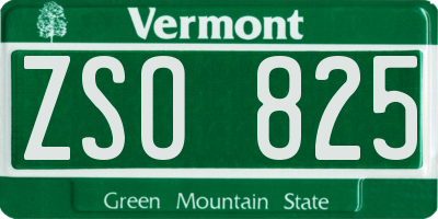 VT license plate ZSO825