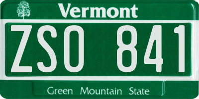 VT license plate ZSO841