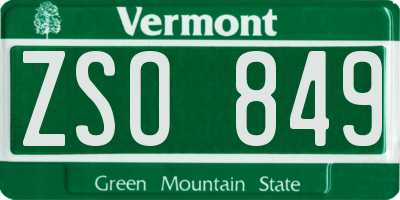VT license plate ZSO849