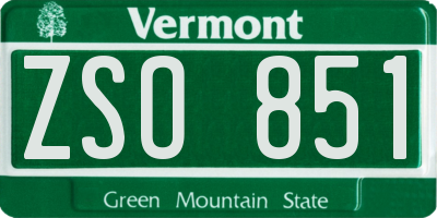 VT license plate ZSO851