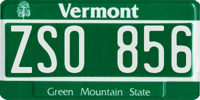 VT license plate ZSO856