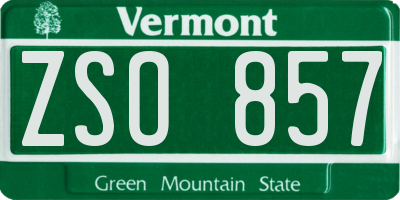 VT license plate ZSO857