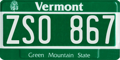 VT license plate ZSO867