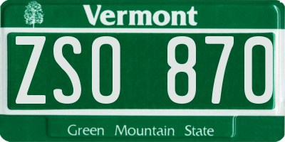 VT license plate ZSO870