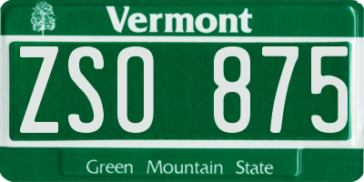 VT license plate ZSO875