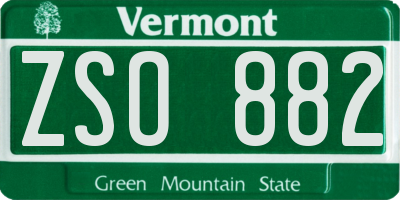 VT license plate ZSO882