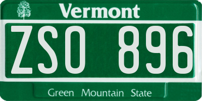 VT license plate ZSO896