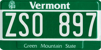 VT license plate ZSO897