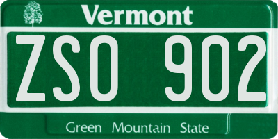 VT license plate ZSO902