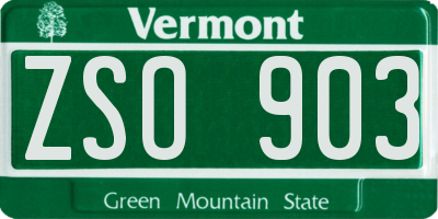VT license plate ZSO903