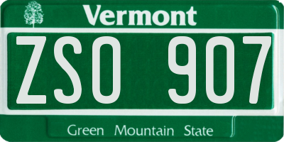 VT license plate ZSO907