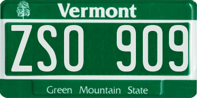 VT license plate ZSO909