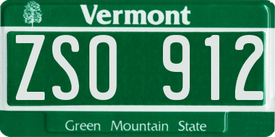 VT license plate ZSO912