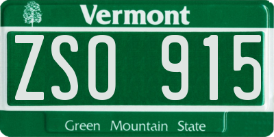 VT license plate ZSO915