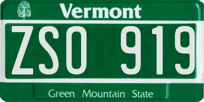 VT license plate ZSO919