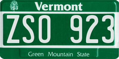 VT license plate ZSO923