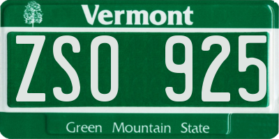 VT license plate ZSO925