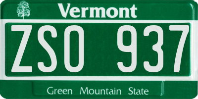 VT license plate ZSO937
