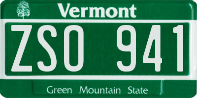VT license plate ZSO941