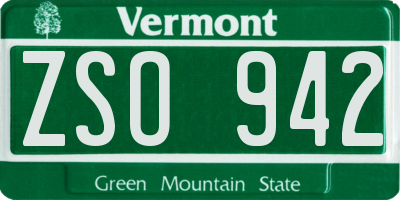 VT license plate ZSO942