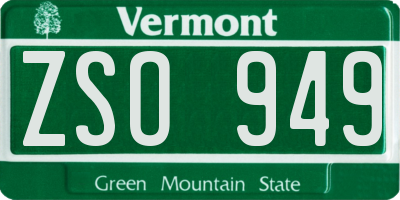 VT license plate ZSO949