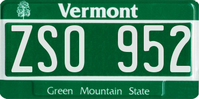 VT license plate ZSO952