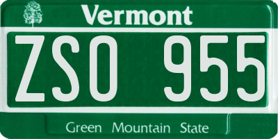 VT license plate ZSO955