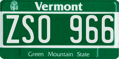 VT license plate ZSO966